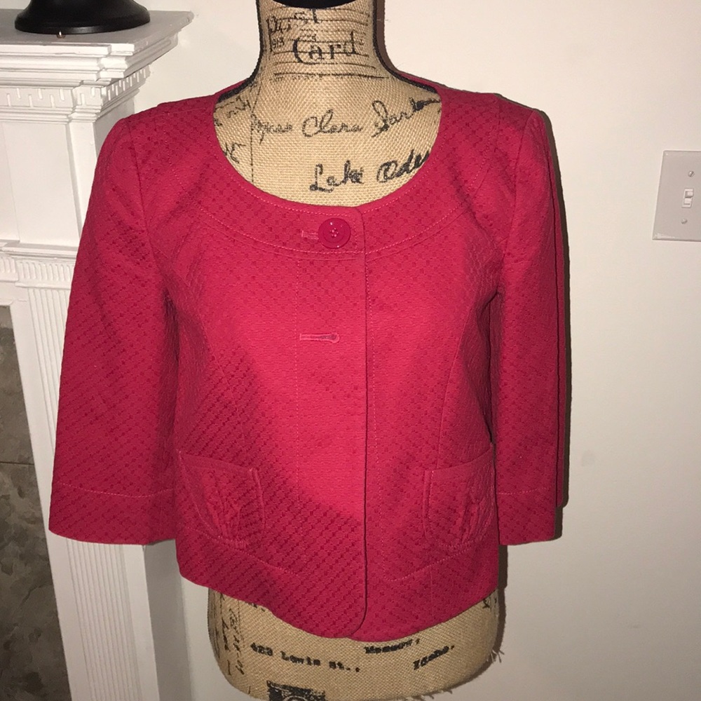 Ann Taylor Cropped Fuschia Blazer